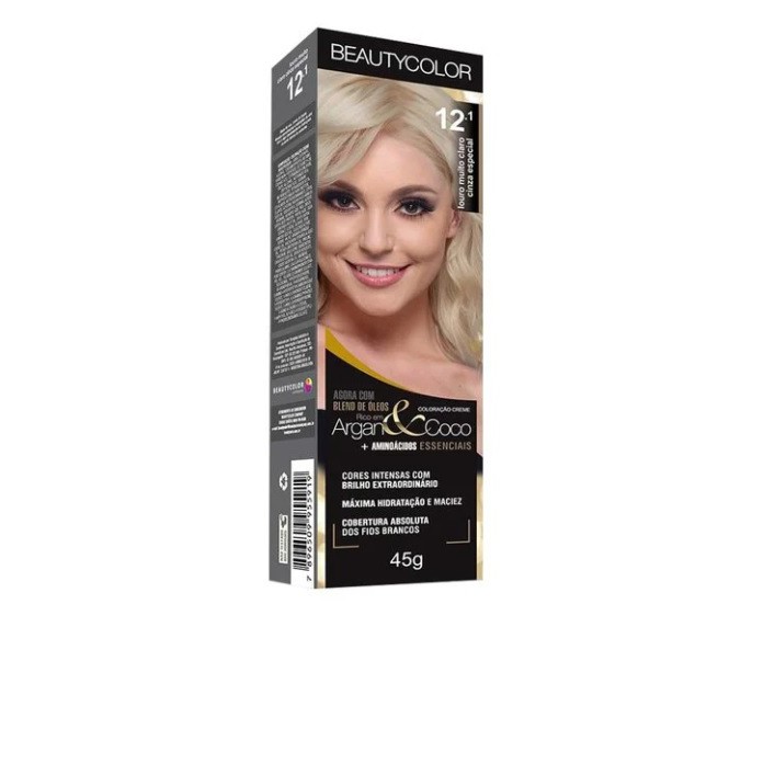 Tinta de cabelo 12.1 louro muito claro cinza especial Beauty color ...