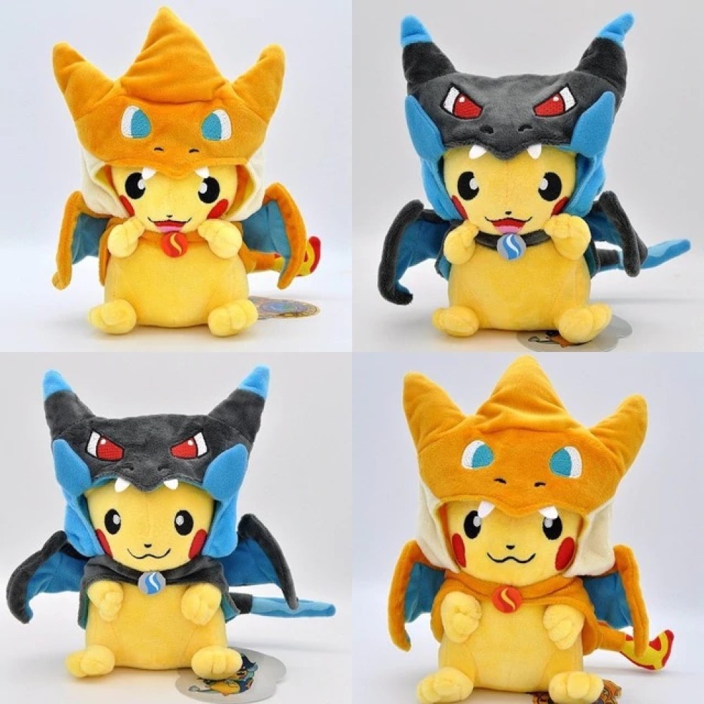 Pelúcia Pikachu Cosplay Charizard Pokémon Boneco 22cm