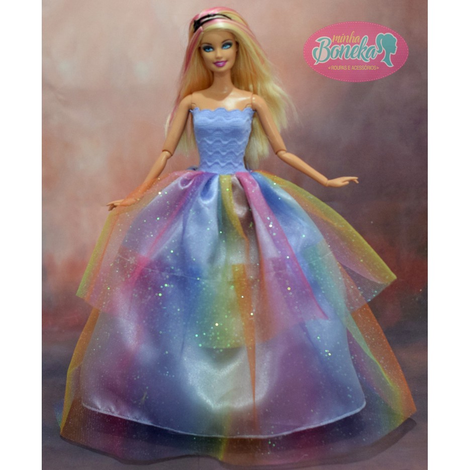 Vestido Luxo para Boneca Barbie ( Branco )