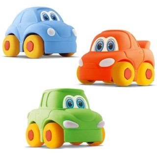 Kit 03 Carrinhos Infantil Vinil Macio Baby Soft - Silmar Brinquedos
