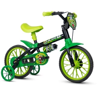 Bicicleta Infantil Aro 12 com rodinhas Nathor Black de 3 a 5 anos em Oferta na Shopee