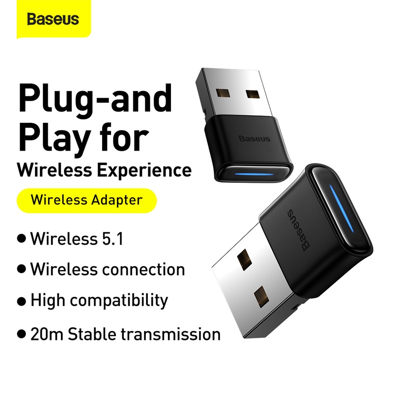 Adaptador Baseus Usb Bluetooth Receptor E Transmissor Para Pc Alto Falante Sem Fio Mouse