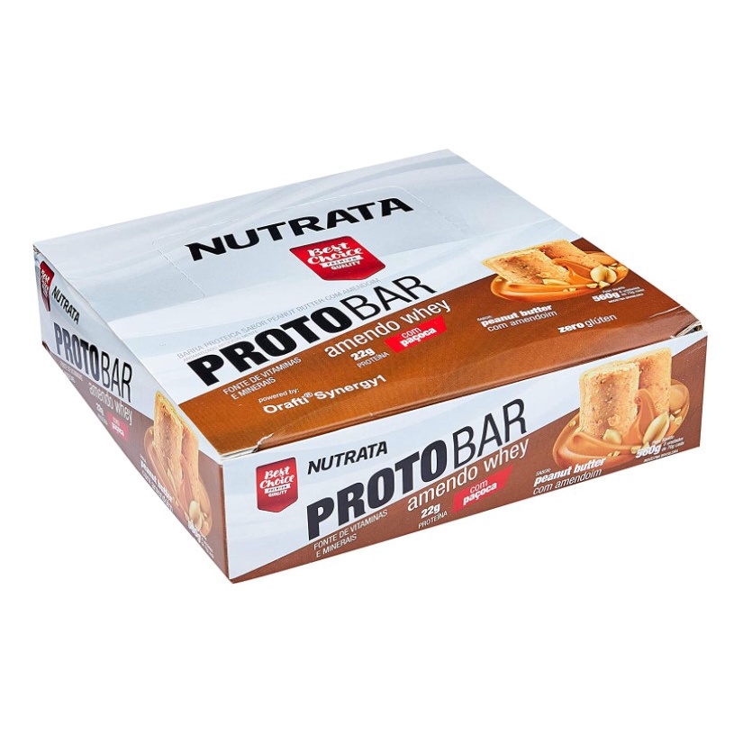 Barra Proto Bar Amendo Whey , caixa com 8 Unidades de 70g – Nutrata