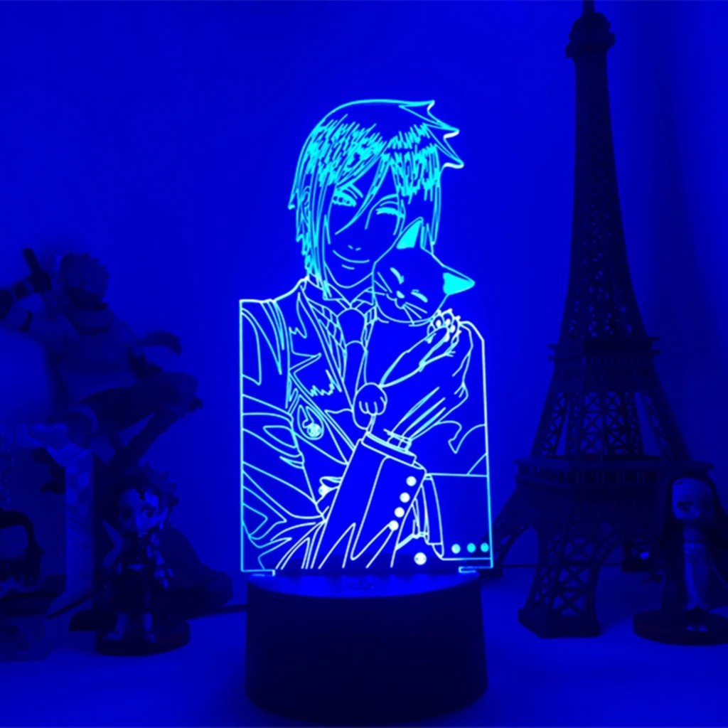 Anime Black Butler Sebastian Michaelis Figure Lâmpada Led Noturna Jagermeister