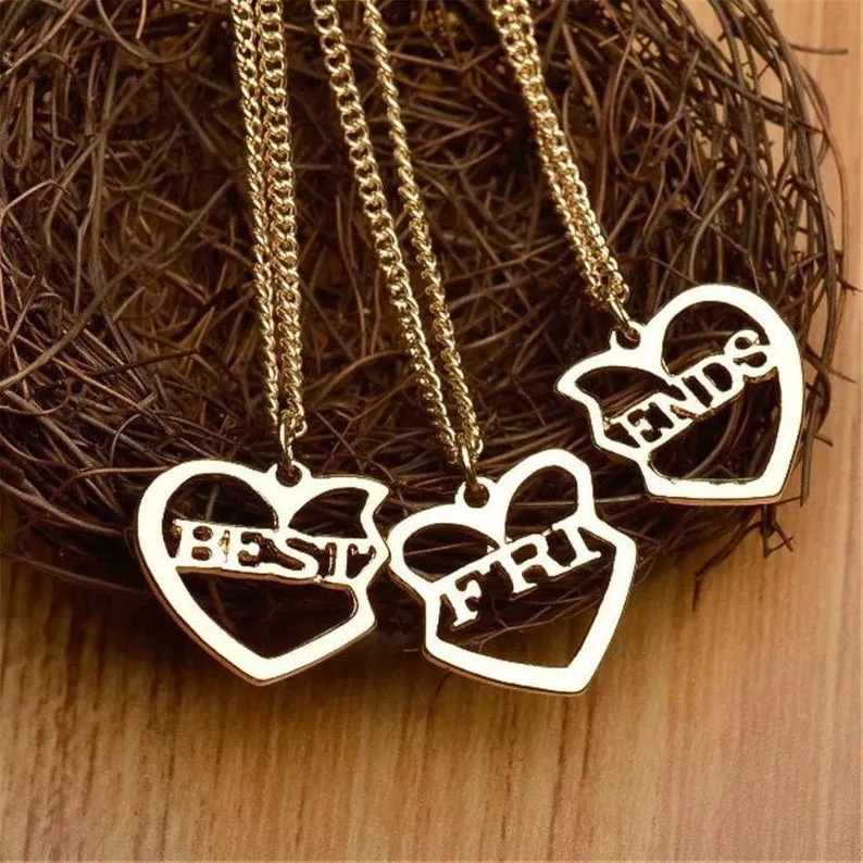 Yar 3 Peças Conjunto De Colar / Joia Da Amizade Feminina Com Coração  Dividido Para Sempre, YAR_3Pcs Women's Best Friends Forever Split Heart  Friendship Necklace Set Jewelry