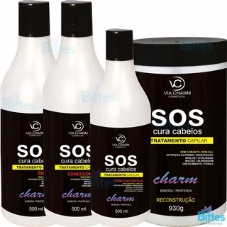 Kit Capilar Sos Cura Cabelos Via Charm Cosméticos Tratamento Intensivo
