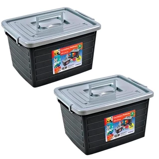 Kit 2 Caixas Organizadora Empilhável 35 Litros Arqplast Oferta Cestas Organizadores Preta