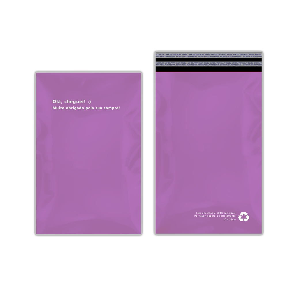 Kit 50 Envelope Segurança Olá Cheguei Roxo 20x32cm