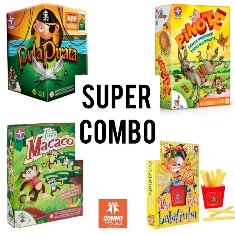 Super Kit Jogos Estrela - Pula Pirata + Puxa Batatinha + Pula Macaco +  Pinote - PRODUTO ORIGINAL