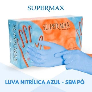 Luva Nitrílica de Procedimento Azul - sem pó - Supermax