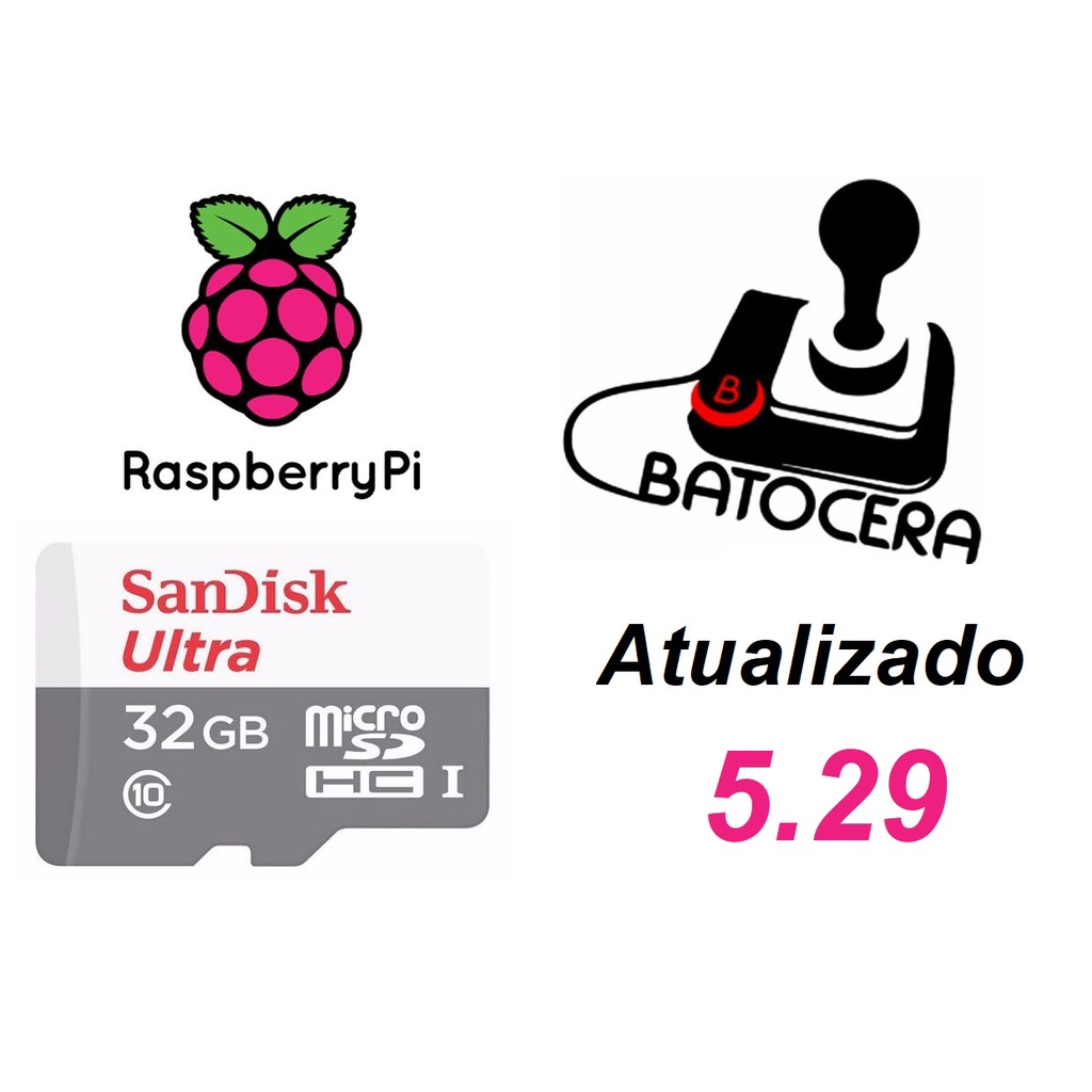 Cartão 32gb Para Raspbarry Pi 3b/b+ Sistema Batocera 5.29 Shopee Brasil