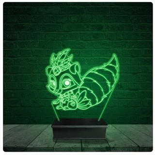 Luminária Abajur Acrílico Led - Desenho Esquilo Cult