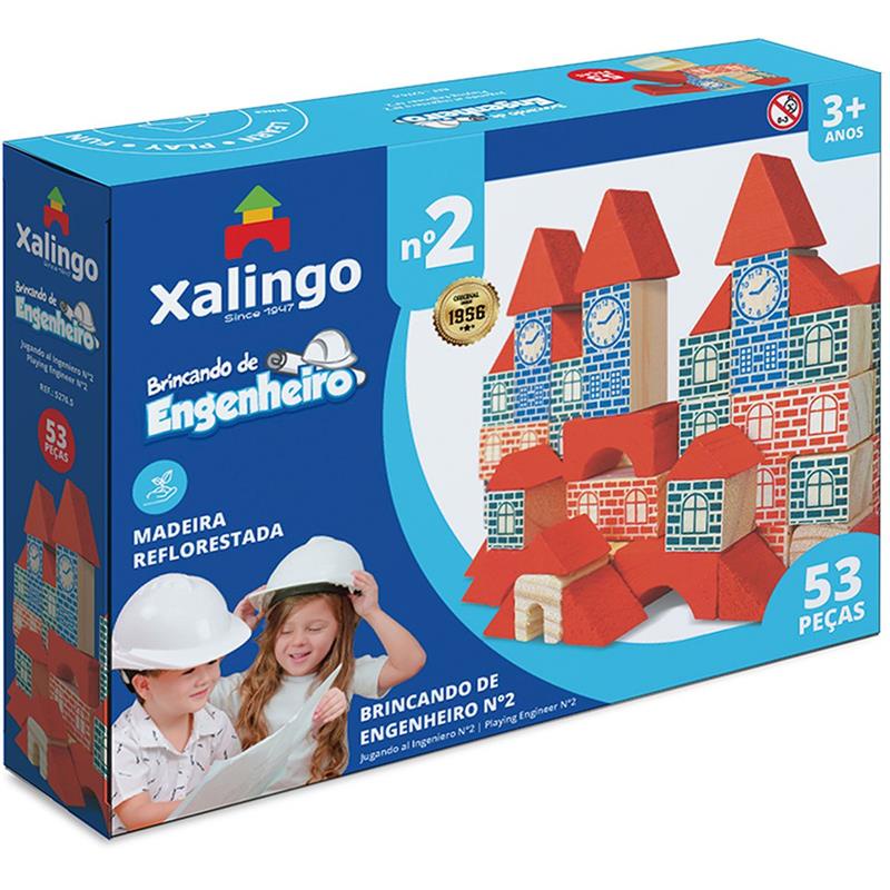 Brincando de Engenheiro c/ 53 peças Jogo de Blocos de Montar em Madeira -  Brinquedo Educativo no Shoptime