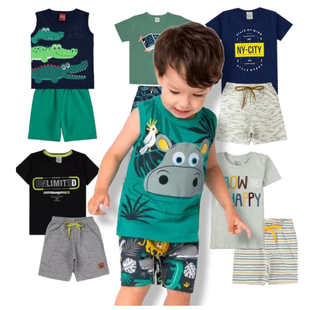 KIT 6 PEÇAS - Roupa Infantil Menino Masculino Qualidade Premium Alto Verão Roupa Revenda Atacado