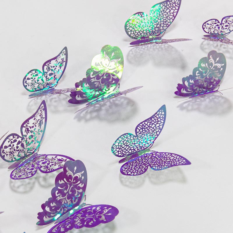 borboleta 3D,3D oco para fora etiquetas coloridas da borbolet Adesivo  Quadrado - 12 peças borboleta removível para quarto, quarto, bolo,  aniversário e Jmedic