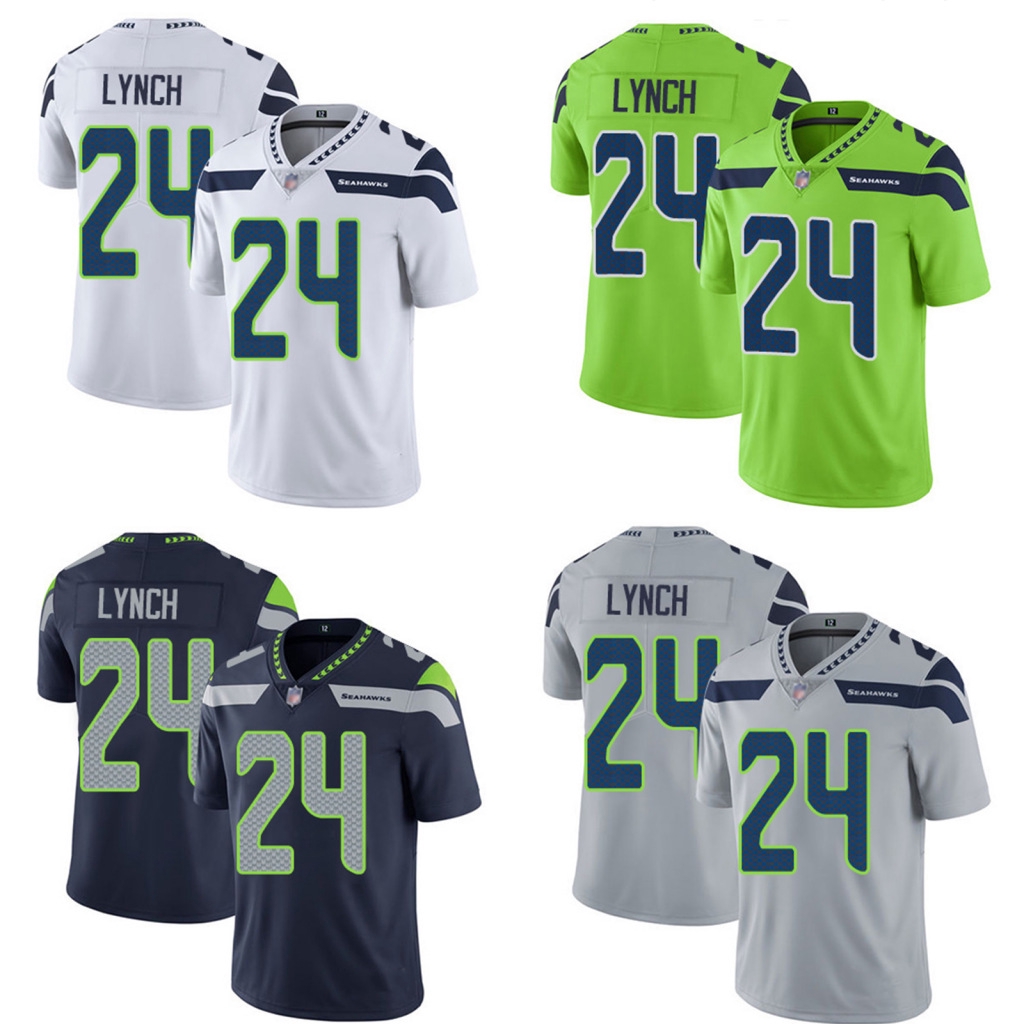Men's Seattle Seahawks #24 Lynch Football Jersey | Shopee Brasil