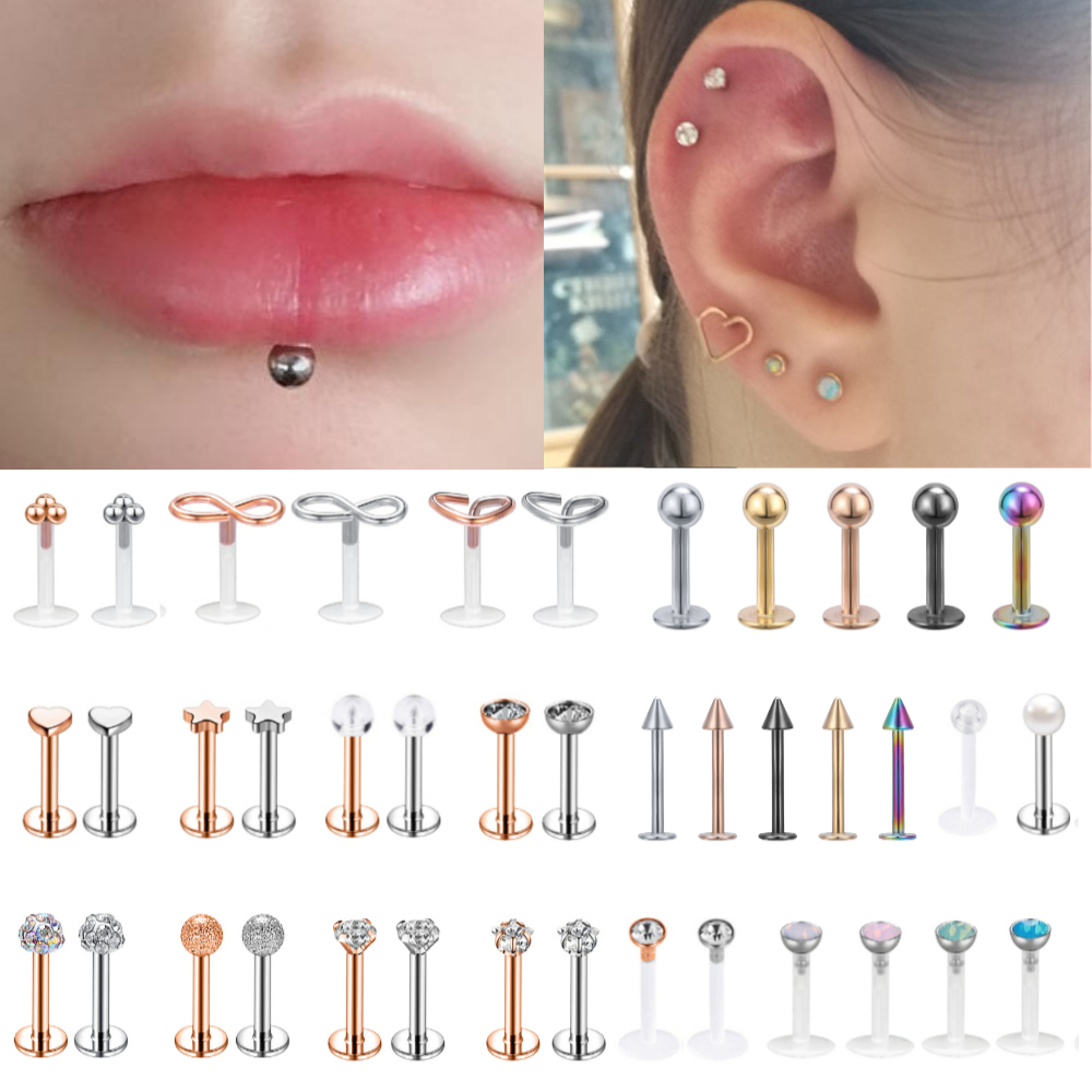 Loja 78/79 Piercing Labret Boca Tragus Helix Conch Aço Cirúrgico