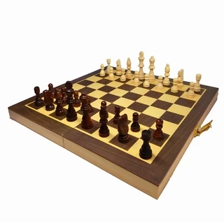 Jogo Educativo 2 em 1 Xadrez Grande Tabuleiro e Peças em Madeira Profissional Hoyle + Manual 28702 .