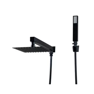 Ducha Inox 20cm C/ Desviador, Ducha Manual Completa black-cromado