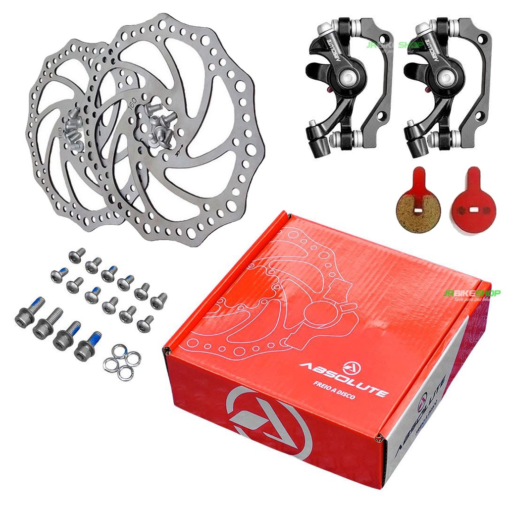 Kit Freio Disco Bike Mecânico Disco Pinças Rotor Absolute