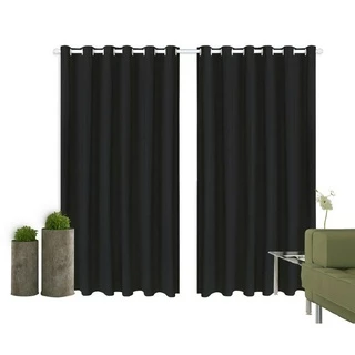 Cortina Corta Luz 2,00m X 1,80m 100% Blackout PVC Preta Para Sala Ou Quarto Para Varão Simples