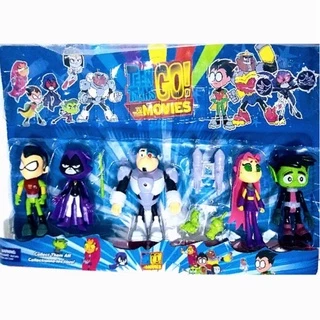 Kit Com 5 Bonecos Jovens Titãs Articulados Luz Teen Titans