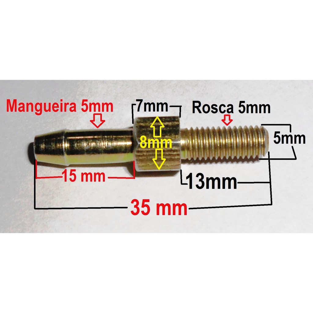 Niple para Bomba De Vácuo Ou Equalização dos carburadores - Shadow 600 - Rosca 5mm (M5)