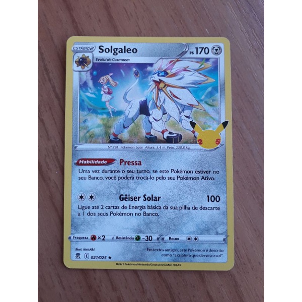 Pokemon Lendário Solgaleo - carta brilhante