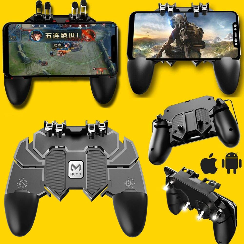 AK66 6 Dedos Do Telefone Móvel PUBG Controlador de Jogo ABS Gamepad Metal  Gatilho Botão Tiro