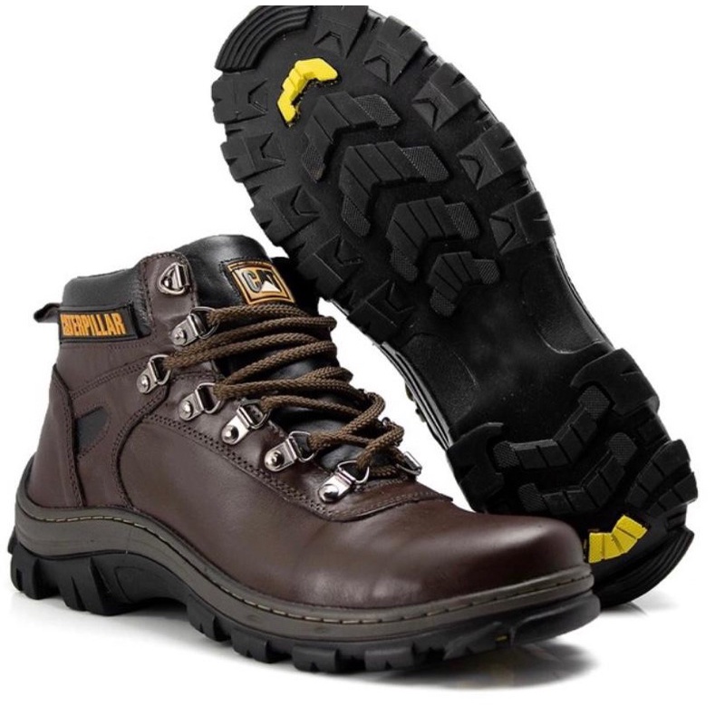 Bota Coturno Caterpillar Masculina Em Couro Legítimo Super Leve