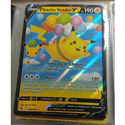 Carta Pokemon Pikachu Voador V e Pikachu Voador VMax Celebrações