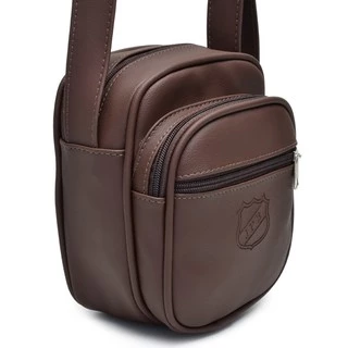 Bolsa Transversal masculina pequena em couro sintético automotivo