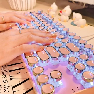 Teclado Mecânico Menina Cor De Rede Rosa Coração De mouse Vermelho punk retro Computador Jogo De Escritório