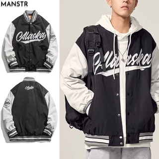 Jaqueta Do Time Colégio De Grandes Dimensões Unisex Preto Carta Bordado Impresso Hip Hop Streetwear Dos Homens De Beisebol & Branco