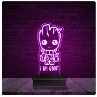 Luminária e Abajur Acrílico Led - I am Groot Marvel
