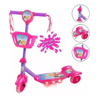 Patinete Rosa Com Cesta Infantil Luz e Som Princesas 3 Rodas - Pop  Brinquedos - Patinete Infantil 3 Rodas - Magazine Luiza