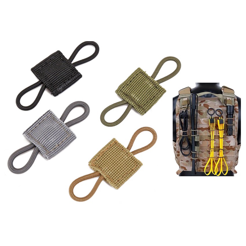 4 Unidades De Sistema De Retención Molle Con Hebilla Elástica, Cinta Táctica De Plástico Negro
