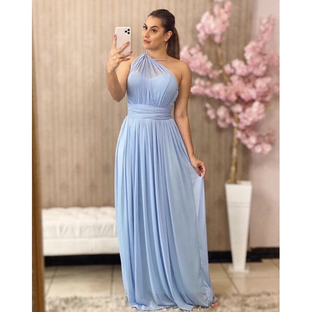 VESTIDO LONGO AZUL SERENITY Varias Formas De Usar Multiuso para