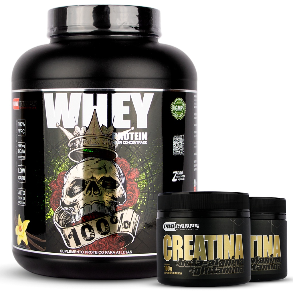 Whey 100% 2kg Pro Corps + 2 Creatina