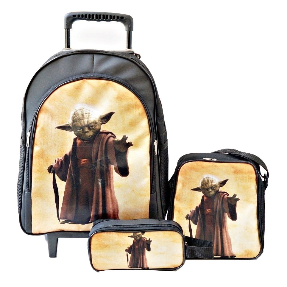 Mochila Yoda Rodinhas Lancheira Estojo Star Wars | Shopee Brasil