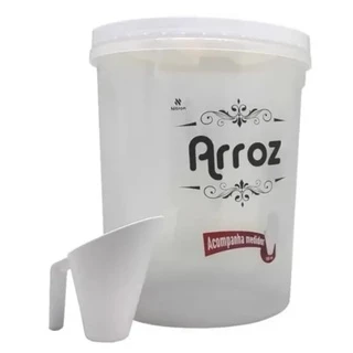 Pote Com Tampa De Rosca Redondo Para Arroz 5,8 L Com Medidor Nitron