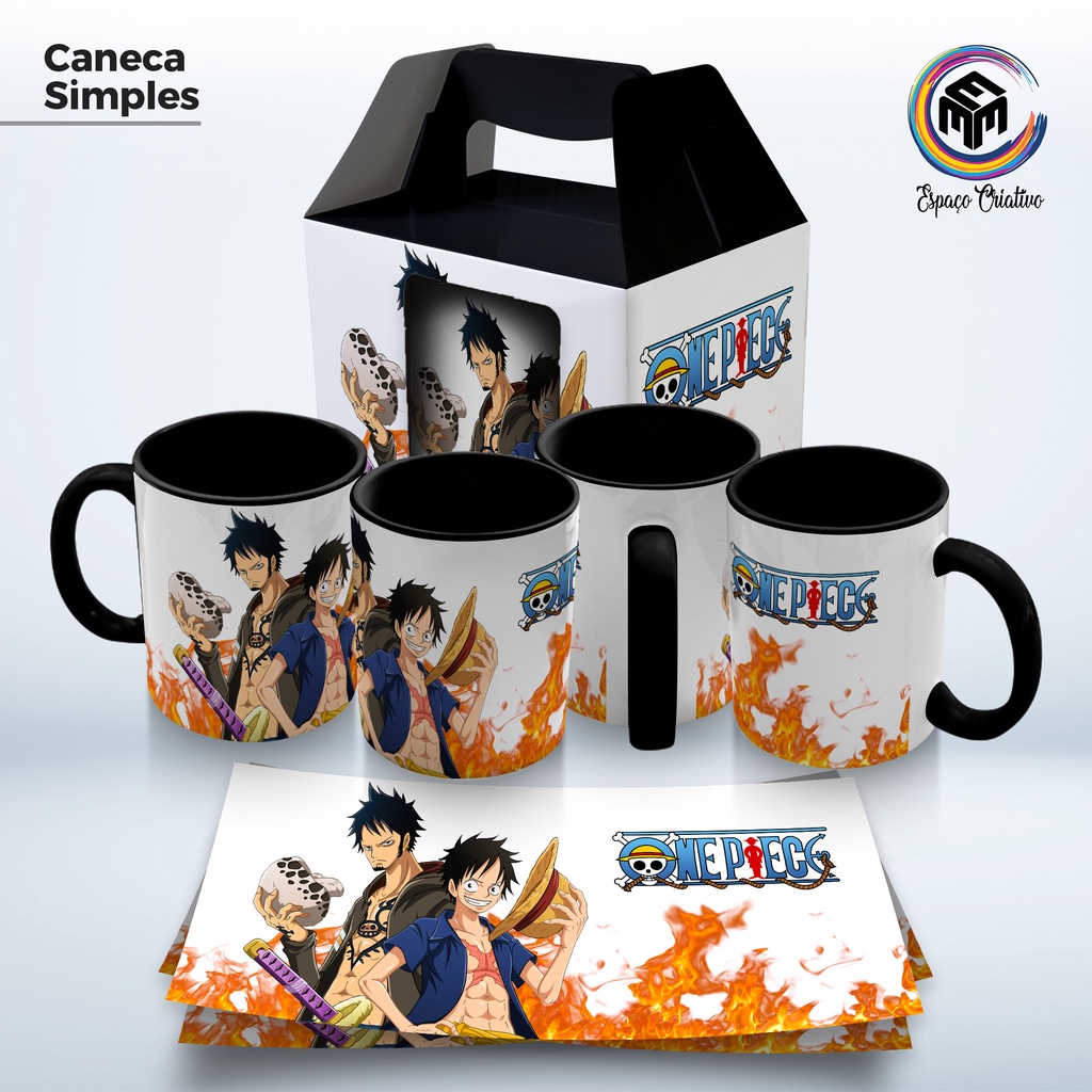 45 Artes Caneca /xícara Anime One Piece Pack Estampa Digital