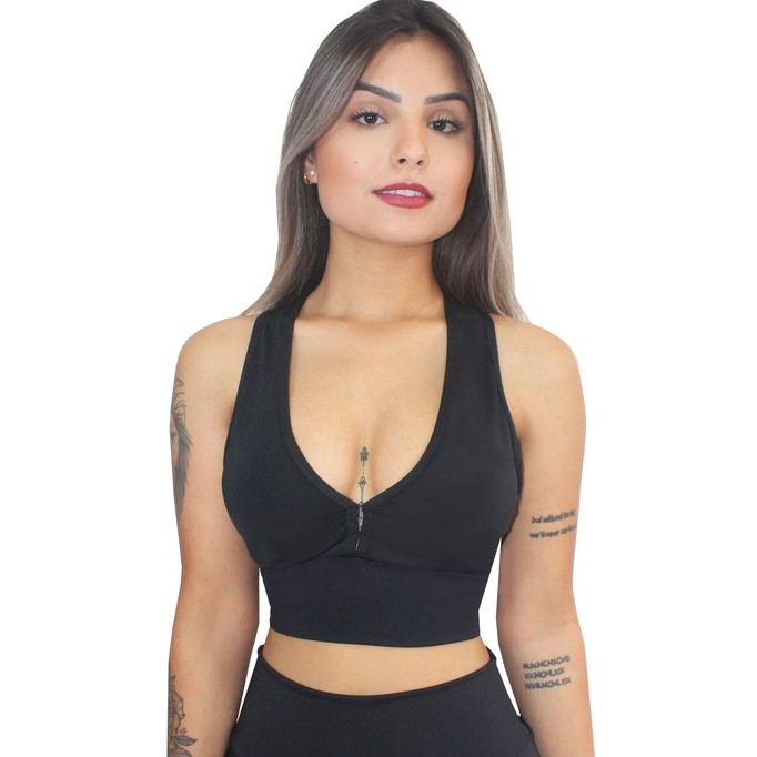 Blusa Cropped Fitness Básico Hoopfit Academia - Feminina em Promoção