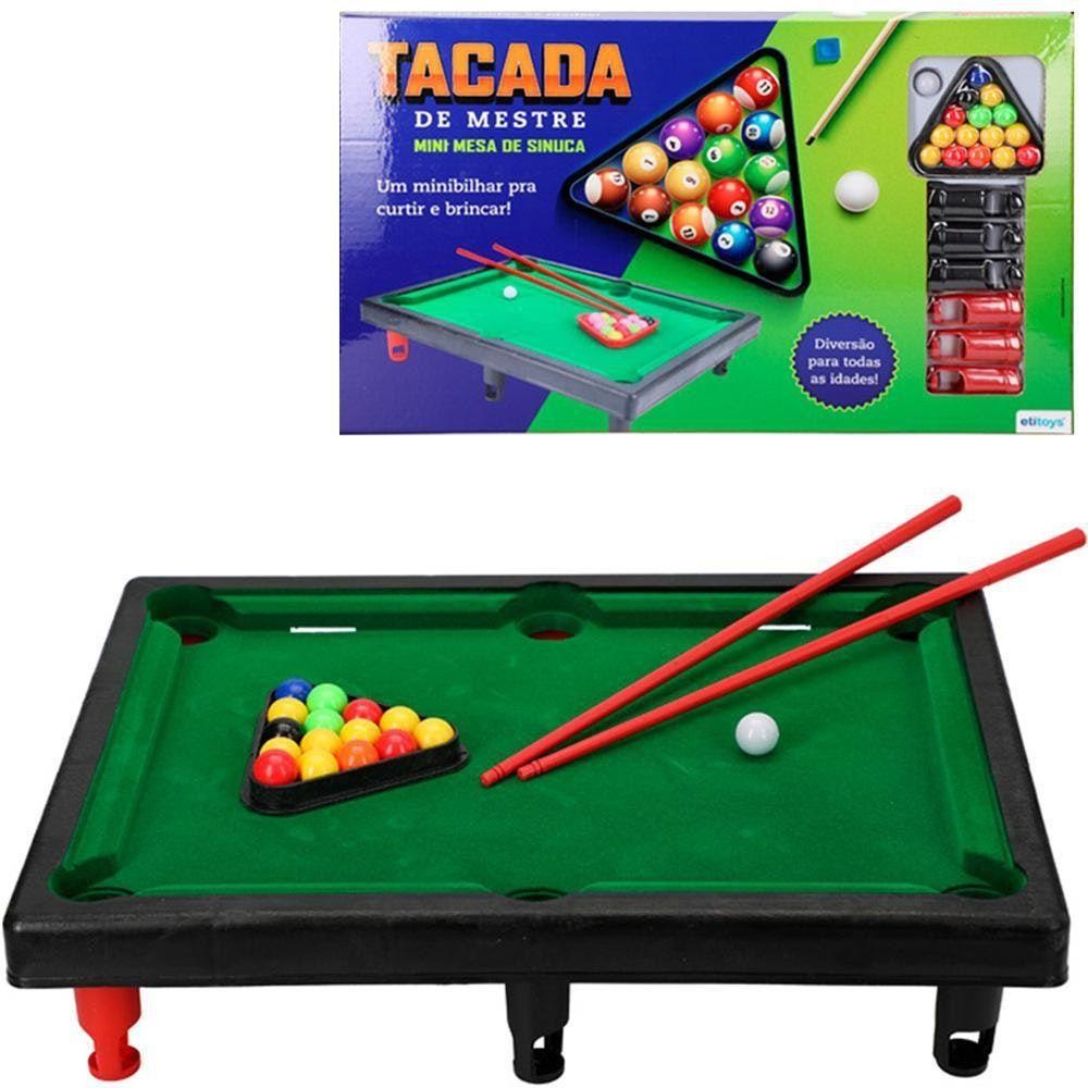 Jogo Mini Mesa de Bilhar Sinuca Compacta em Madeira Snooker com 2 Tacos  9cmx31cmx51cm - Camilo's Variedades