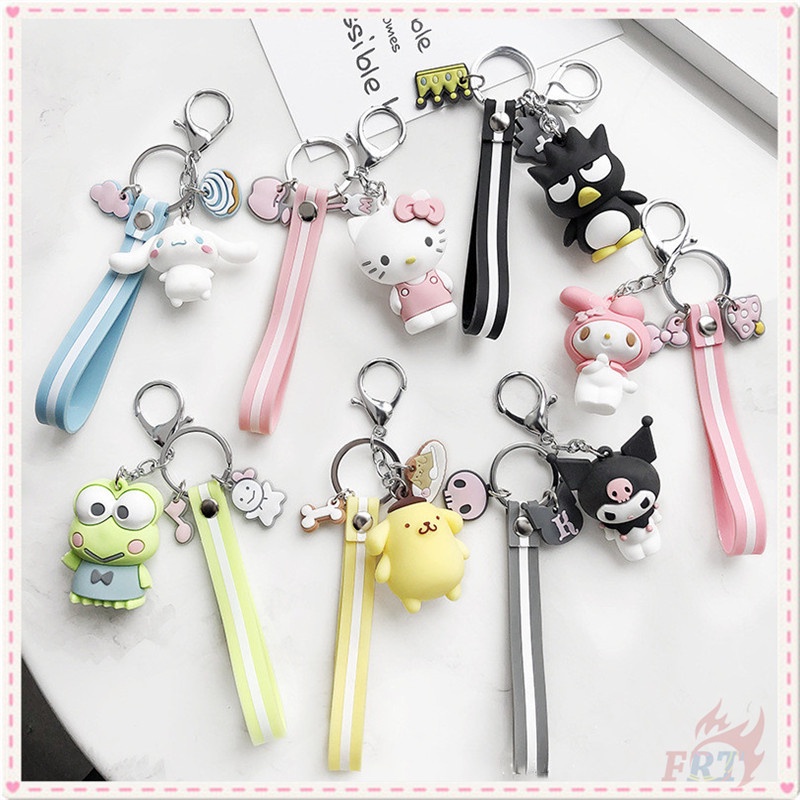 Melody/Kuromi/Hello Kitty/Keroppi/Cinnamoroll/Pom Purin/BADTZ-MARU- Cartoon Character Keychains Series Silicone Keychain Pendant Bag Accessories 7 Styles