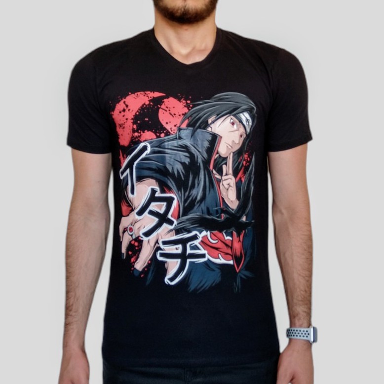 Camiseta Itachi Uchiha Bordado 100% algodão 30.1 Penteado Camisa akatsuki  itachi Anime Naruto - Corre Que Ta Baratinho