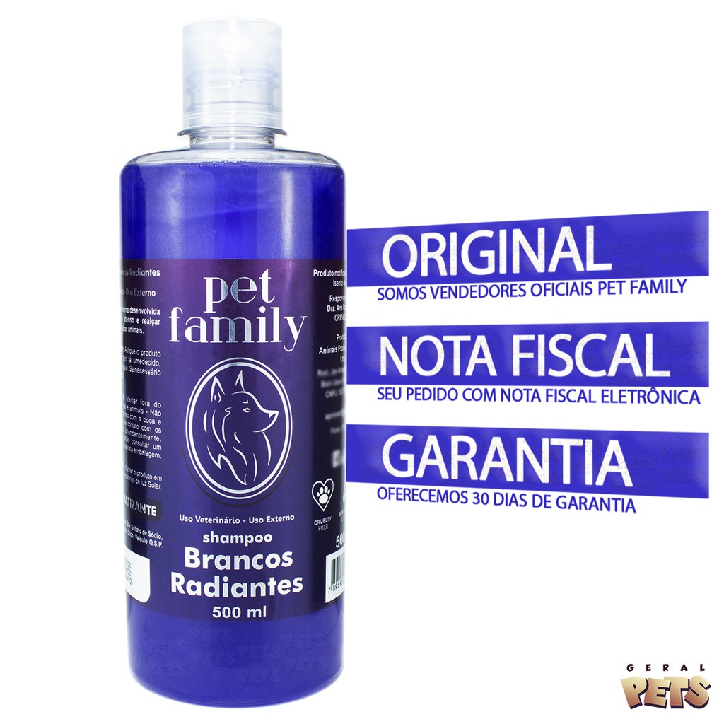 Shampoo Pet Branqueador Matizador Natural Para Cães e Gatos De Pelos Claros Brancos Banho e Tosa Profissional Frasco 500ml