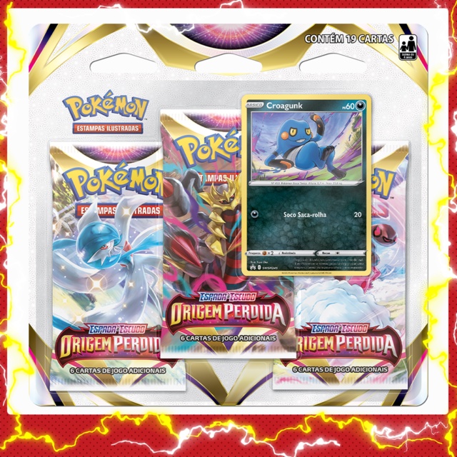 Blister Triplo Croagunk Pokémon Espada e Escudo 11 - Origem Perdida ...