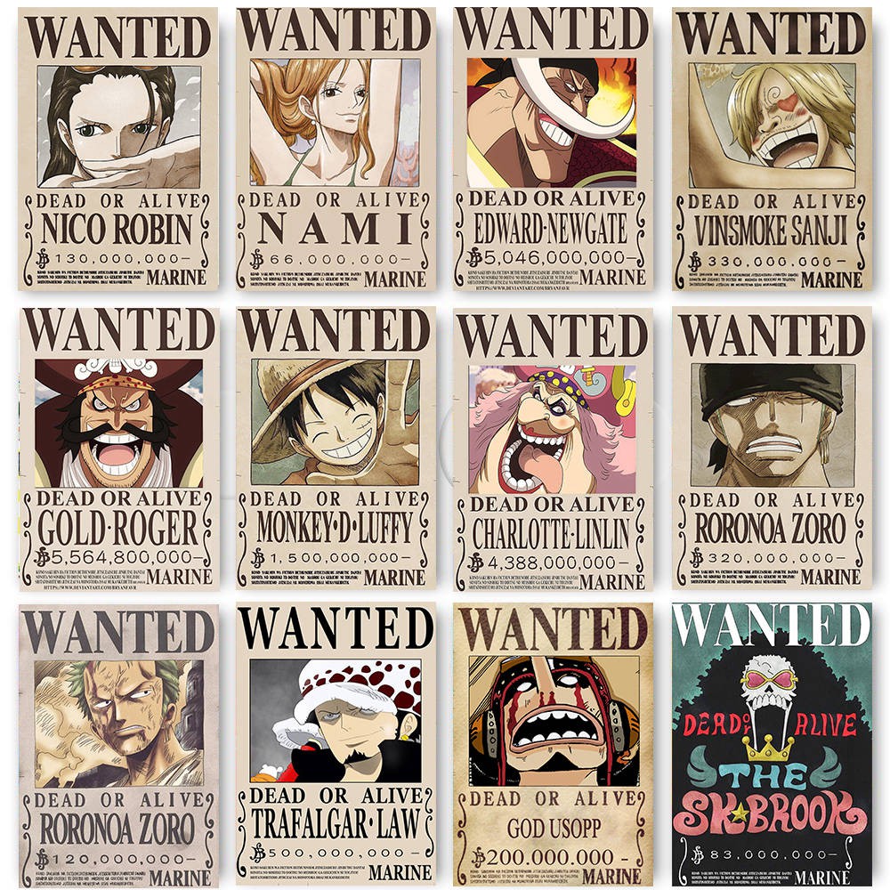 Dos Desenhos Animados Home Decor Adesivos De Parede Retro Weted One Piece Anime Japonês Luffy Berçário Kids Room Cartazes De Papel Kraft Impresso Pintura