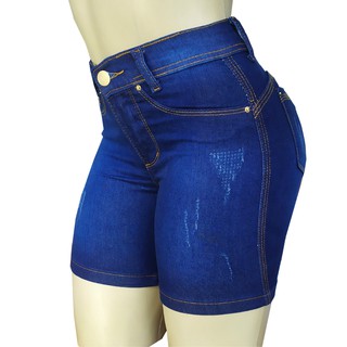 Shorts jeans cintura alta lycra feminino - kit com 3 - R$ 139.90
